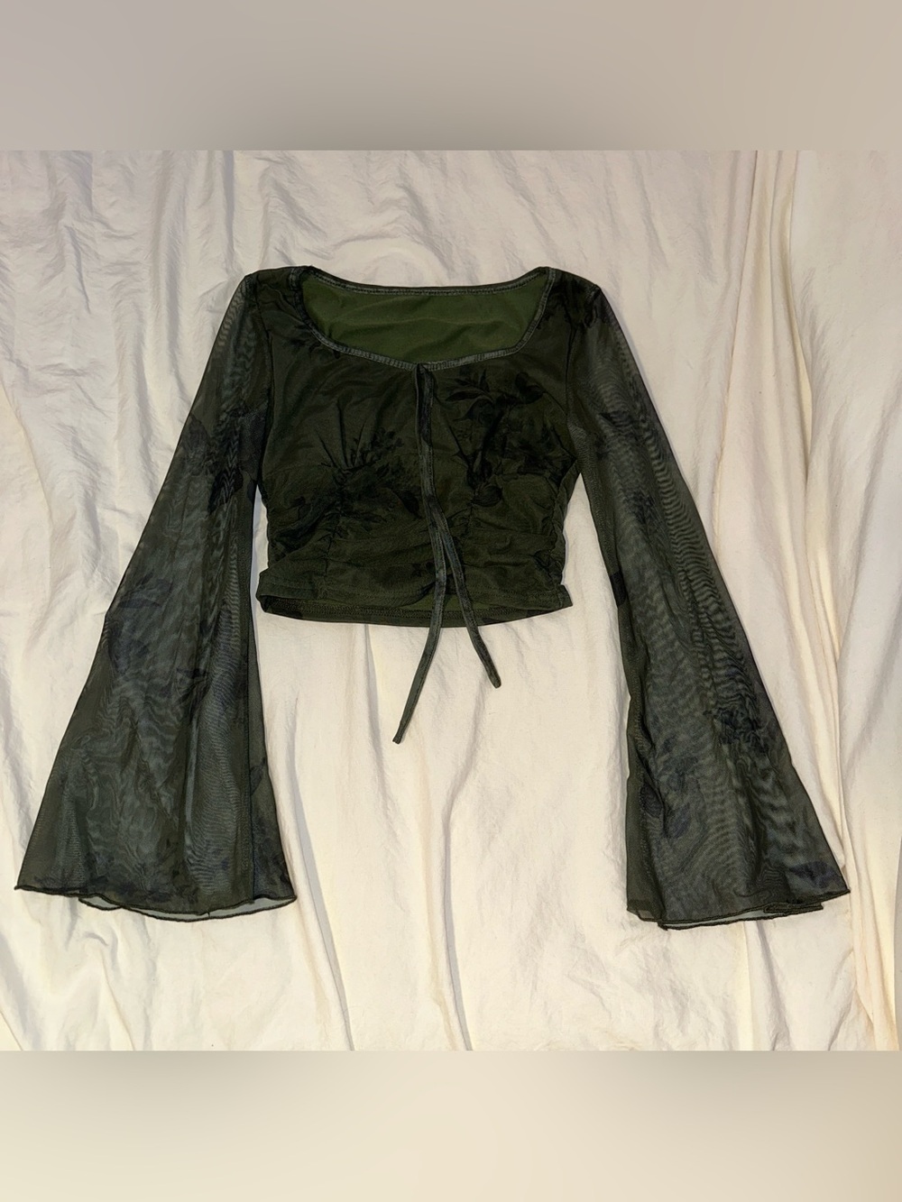SHEIN Floral Sheer Crop Top Size Small